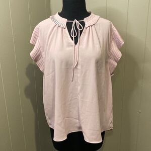 NWT Current Air Large Tunic Top Pleated Neck/Sleeves Relaxed Drawstring Neck